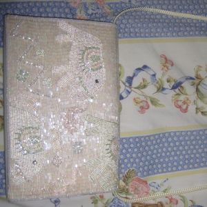 White Elephant Sequins Handbag